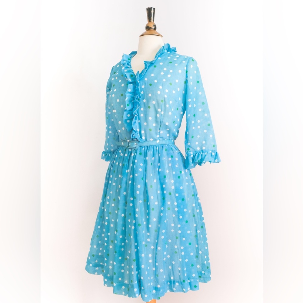 Vintage 1960’s Polka-Dot Fit-n-Flare Dress • M/L